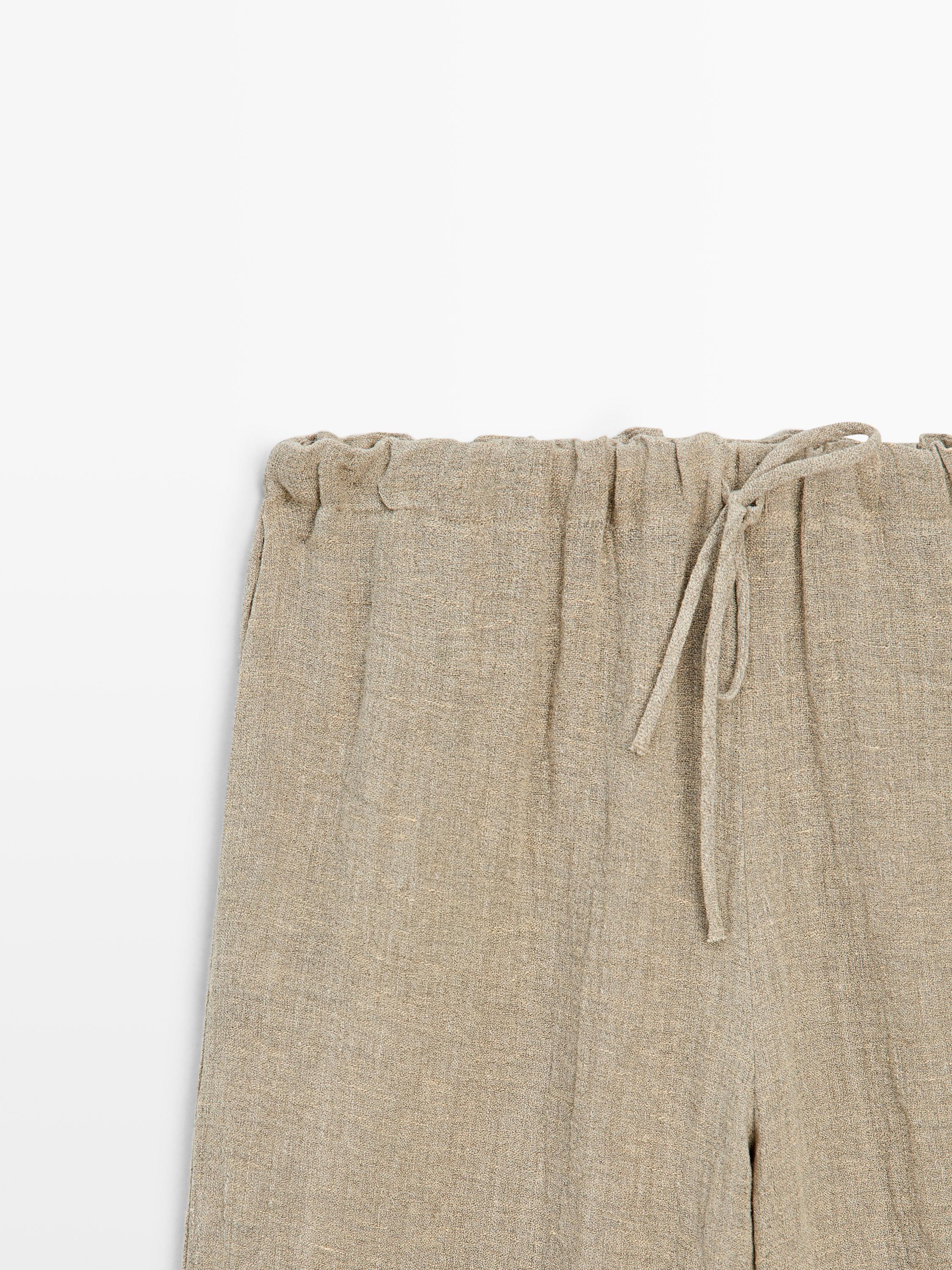 Pantalon bouffant en lin mélangé